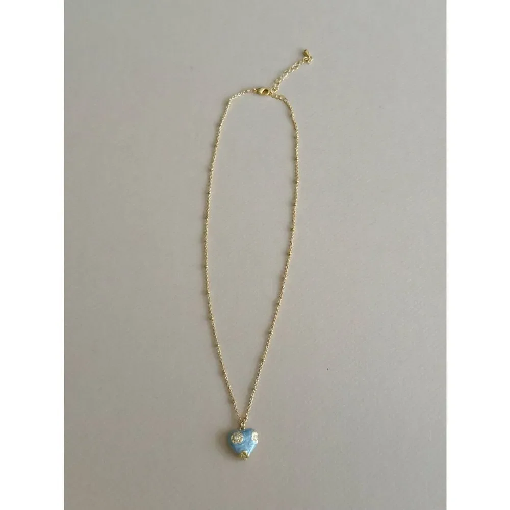 Blue heart necklace #2526
